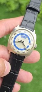 RARE Vintage BENRUS HF4B85 Ref 3249 426 WR Blue Dial Men's 34mm Watch Working  - Bild 1 von 24