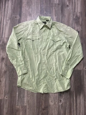 Camisa Roper Para Hombre Grande Alta Verde Salvia Perla Occidental A Presión Manga Larga Algodón Foto 1 de 4