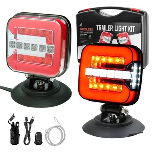 Wireless Rear Trailer Lights Magnetic 10-30V Towing Board LED Tail Lamps Kit - Picture 1 of 8