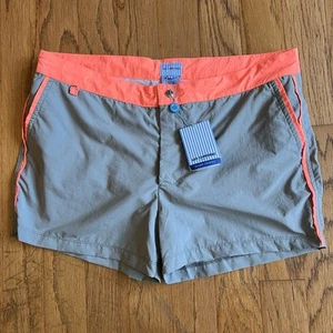 Les Canebiers Herren Badehose Größe 2XL grau neonfarbener Besatz 3" Schrittlänge NEU - Bild 1 von 9