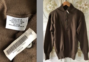 Vintage 90er NEU neu mit Etikett Militär khaki olivbraun Schalknopfkragen Pullover Acryl M - Bild 1 von 5
