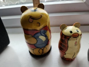Vintage WINNIE THE POOH Tigger, Eyeore, Owl Russian Matryoshka Nesting Dolls - Picture 1 of 8