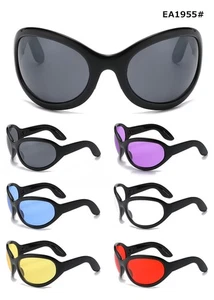 Oversized Colorful Shield Sunglasses Bundle Party Shades 4pc/6pc Set EA1955 - Picture 1 of 7