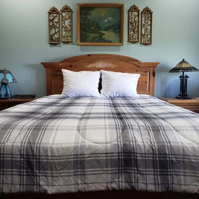 Berkshire Life Comforter Twin 66x91 Gray Plaid Reversible Lodge Cabin Bedding - Image 1 of 4