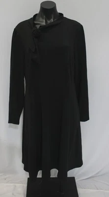 Vestido midi manga larga cuello falso con corbata Allegra K para mujer EH6 negro grande nuevo con etiquetas Foto 1 de 4