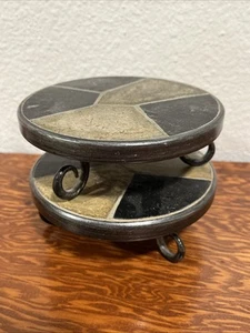 Pier 1 Slate Rock Pillar Candle Holders/Risers Made In Thailand Set Of 2 - Picture 1 of 8