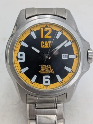 Reloj para hombre CAT Diesel Power PL141 acero inoxidable esfera negra amarilla fecha FUNCIONA Foto 1 de 4
