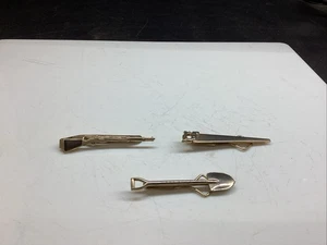 Vintage Gold Tie Tacks Schaufel, Gewehr und Säge - Bild 1 von 10