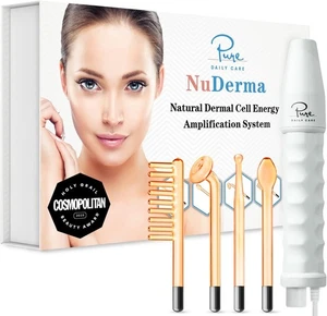 NuDerma High Frequency Wand – Anti-Aging, Acne, 6 Neon+Argon Tips, Portable - Picture 1 of 10