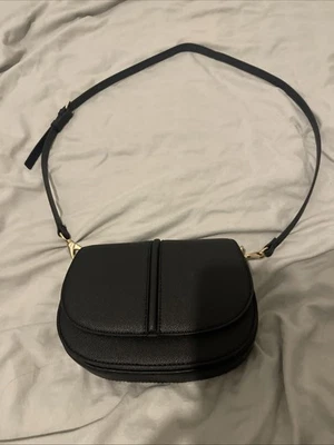 Black Leather Cross Body Bag High Quality  , New  And Without Tags . - Image 1 of 4