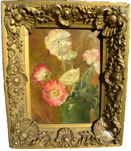 Fine old floral still life painting signed with mystery monogram - Picture 1 of 16