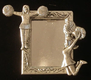 Cheerleader Photo Pin Brooch Silver Overlay - Picture 1 of 1