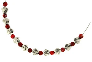 Collar, diseño de flores de estaño y cuentas rojas, de Israel 15" de largo * - Imagen 1 de 1