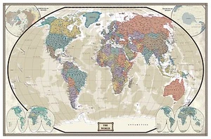Swiftmaps World Wall Map Modern Day as Antique Edition - Picture 1 of 2