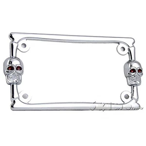 3D SKULL BONE CHROME METAL MOTORCYCLE LICENSE PLATE FRAME HARLEY-DAVIDSON - Picture 1 of 4