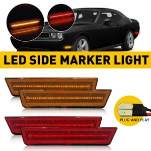 For 2008-2014 Dodge Challenger Front & Rear Side Marker Lights Housings Kit New - Picture 1 of 23
