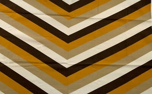 Vintage Cotton Fabric Chevron Stripe 29”x44.75” RETRO 1970s Tan Yellow/Orange#2 - Picture 1 of 7