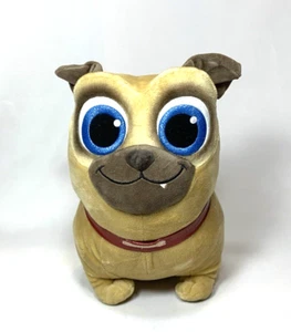 Disney Store Puppy Dog Pals Plush Toy Pug Rolly Tan Stuffed Red Collar Big Eyes - Picture 1 of 9