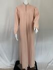 VINTAGE VANITY FAIR Long Fleece Nightgown Size M Peachy Pink Half Zip Maxi Pocke
