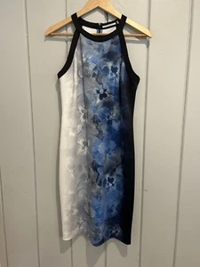 T Tahari Kleid Carly Neckholder Blumen ombre blau weiß knielang Radiance Größe 8 - Bild 1 von 6