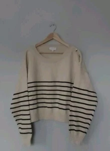 Apricot Model Stripe Crop Jumper In Stone Size 16 NEW QVC - Picture 1 of 4