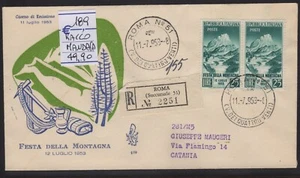 1953 First Day Cover Venetia Labour Of Mountain Raccomandata - Picture 1 of 1