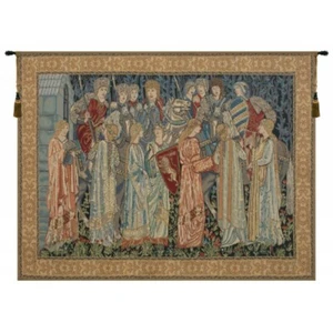 Arming, Departure Knights of the Round Table King Arthur Woven Tapestry Wall Art - Picture 1 of 3