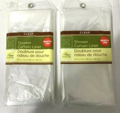 Pack de 2 Cortinas de Ducha de Vinilo PEVA Transparente Colección Hogar Forro Magnético, 70x72 pulgadas Foto 1 de 4