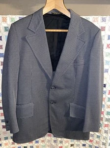40R Mens 1970s 2 Piece Suit Black White Checkered 2 Button 70s VTG Nice! - Picture 1 of 9