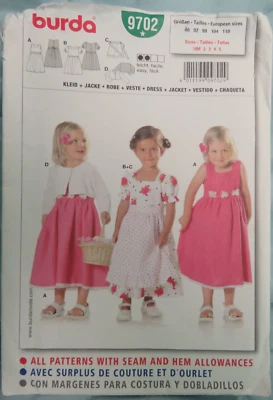 Burda 9702 Sewing Pattern Girl Child Bridesmaid Party Dress Frock age 18mth-2yrs - Image 1 of 4