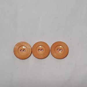 3x Antique 1930s Vintage Peach Bakelite 2 Hole Buttons 18mm - Picture 1 of 4