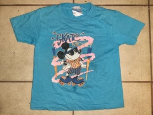 VINTAGE 90s Allison Skate Mickey Blue Shirt Size 7 VTG Disney Roller Skating - Picture 1 of 9