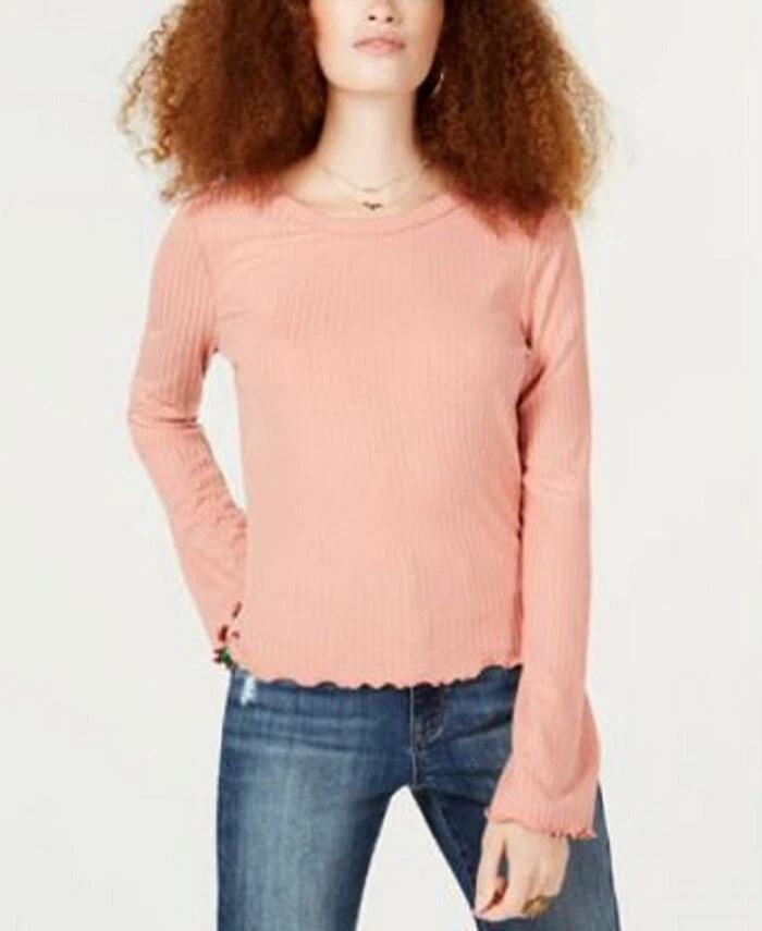 American Rag Juniors Lace-Up Ribbed Top Cameo Brown [L] - Image 1 of 1