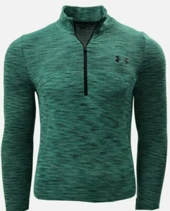 Under Armour Mens Fitted HeatGear Top Green Long Sleeve Half Zip Sz. S New - Picture 1 of 3