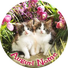 Cialda GATTINI GATTI GATTO Decorazione Torta Ostia o Zucchero Personalizzata