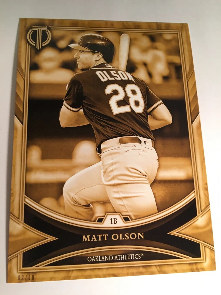 2018 Topps Tribute Jumbo 5x7 Matt Olson A's 71 Gold 02/10 - Image 1 of 1
