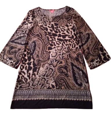 Blusa Pullover Sunny Leigh Talla L Animal Cachemira Manga Campana 3/4 Negra/Dorada Foto 1 de 4
