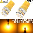 Alla Lighting 2x T10 Amber Yellow LED Side Marker Lights Bulbs 194 168 2825 W5W