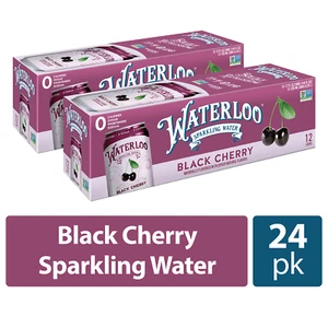 Waterloo Sparkling Water, Black Cherry, 12 fl oz, 24 Pack Cans - Picture 1 of 8