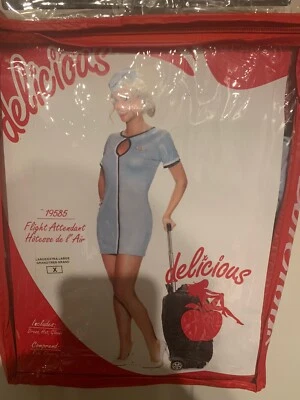 Nuevo Delicioso Sexy Azafata Azafata Adulto Talla L/XL Vestido Sombrero Guantes Foto 1 de 4