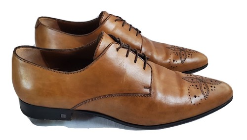 LOUIS VUITTON（LV） SCARPE STRINGATE LOUIS VUITTON UOMO MARRONI PUNTA ALARE TAGLIA 10 ITALIA