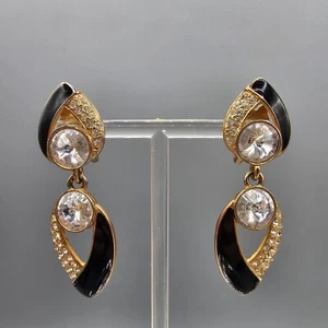 Vintage Bijoux Designs Earrings Pierced Ear Dangle Chunky Rhinestone Runway - Imagen 1 de 10