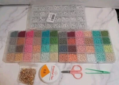DIY Jewelry Making Loose Small Seed Beads Letters Kits Lot Of 3 New - Image 1 of 4