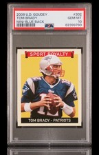 2008 upper deck goudey #302 tom brady; mini blue back  PSA 10 ☆ GEM, COLOR MATCH