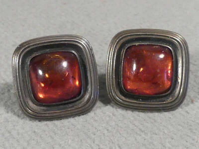 Paar alte Manschettenknöpfe mit Bernstein  835er Silber - Bild 1 von 4