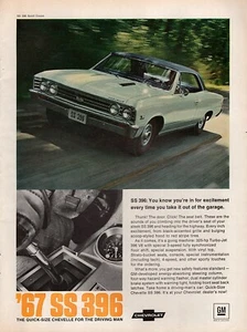 1967 Chevy Chevelle SS 396 "Excitement" Original Print Ad - Picture 1 of 1