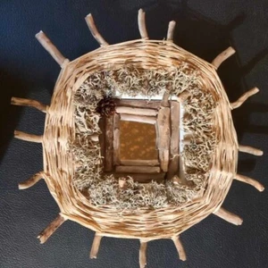 Miroir en bois et rafia fait main (200225) - Picture 1 of 5