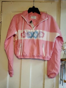 New Rue21 PINK HIBISCUS Lightweight Windbreaker Rain Jacket NWT SIZE S SMALL JRS - Picture 1 of 7