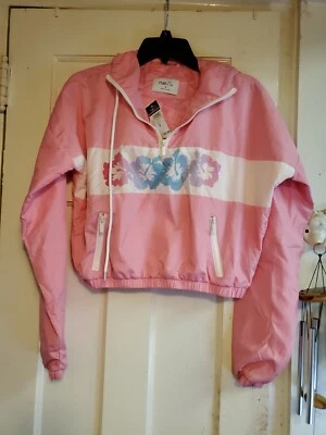 New Rue21 PINK HIBISCUS Lightweight Windbreaker Rain Jacket NWT SIZE S SMALL JRS - Image 1 of 4