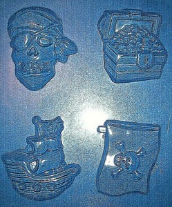 FOUR ASSORTED PIRATE THEMED SHAPES CHOCOLATE MOULD OR PLASTER MOULD
